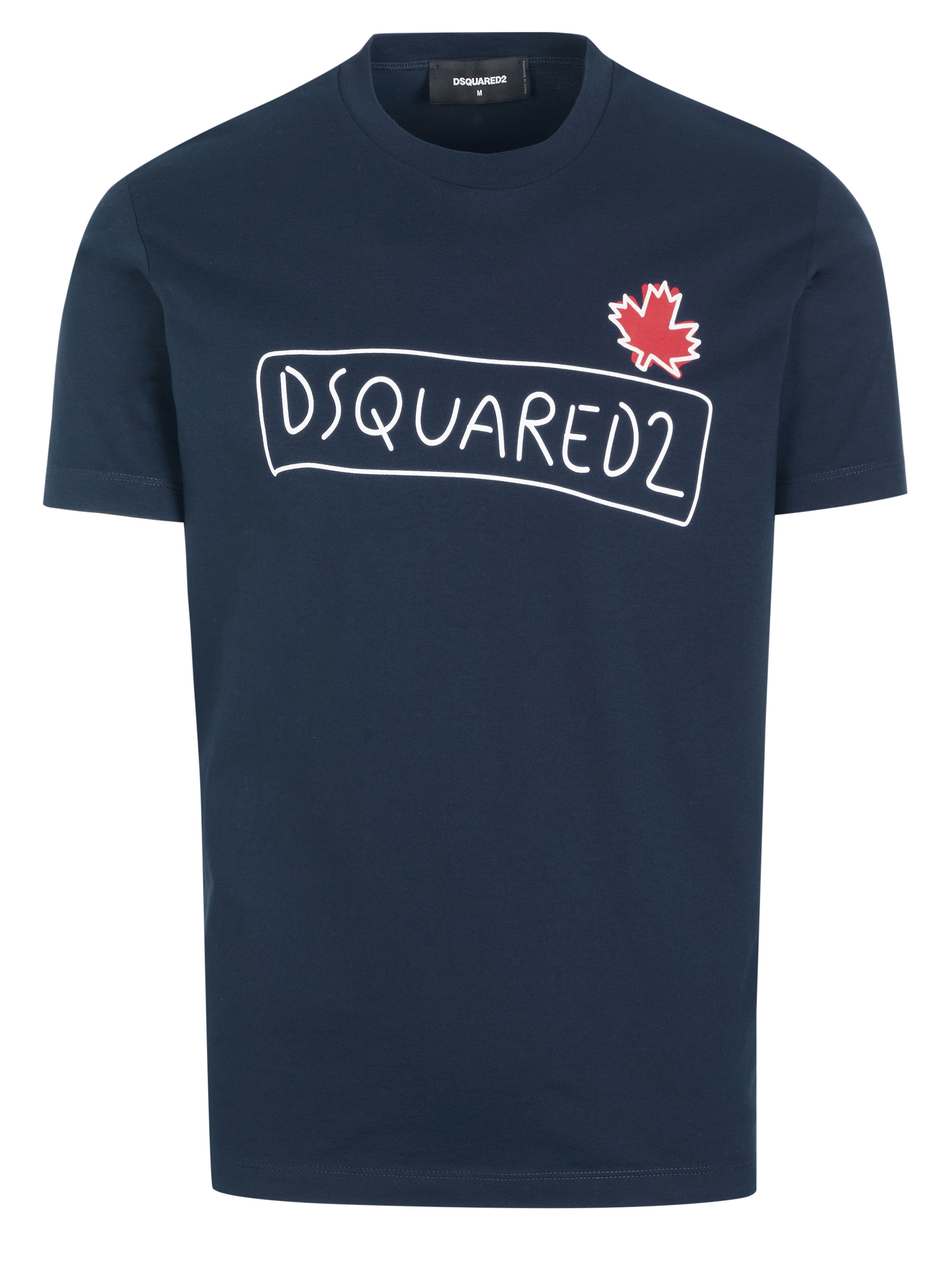 Tシャツ・カットソー DSQUARED Dark Blue Cotton T-Shirt DSquared2 Slim Fit Crew Neck Navy Blue T Shirt for Men