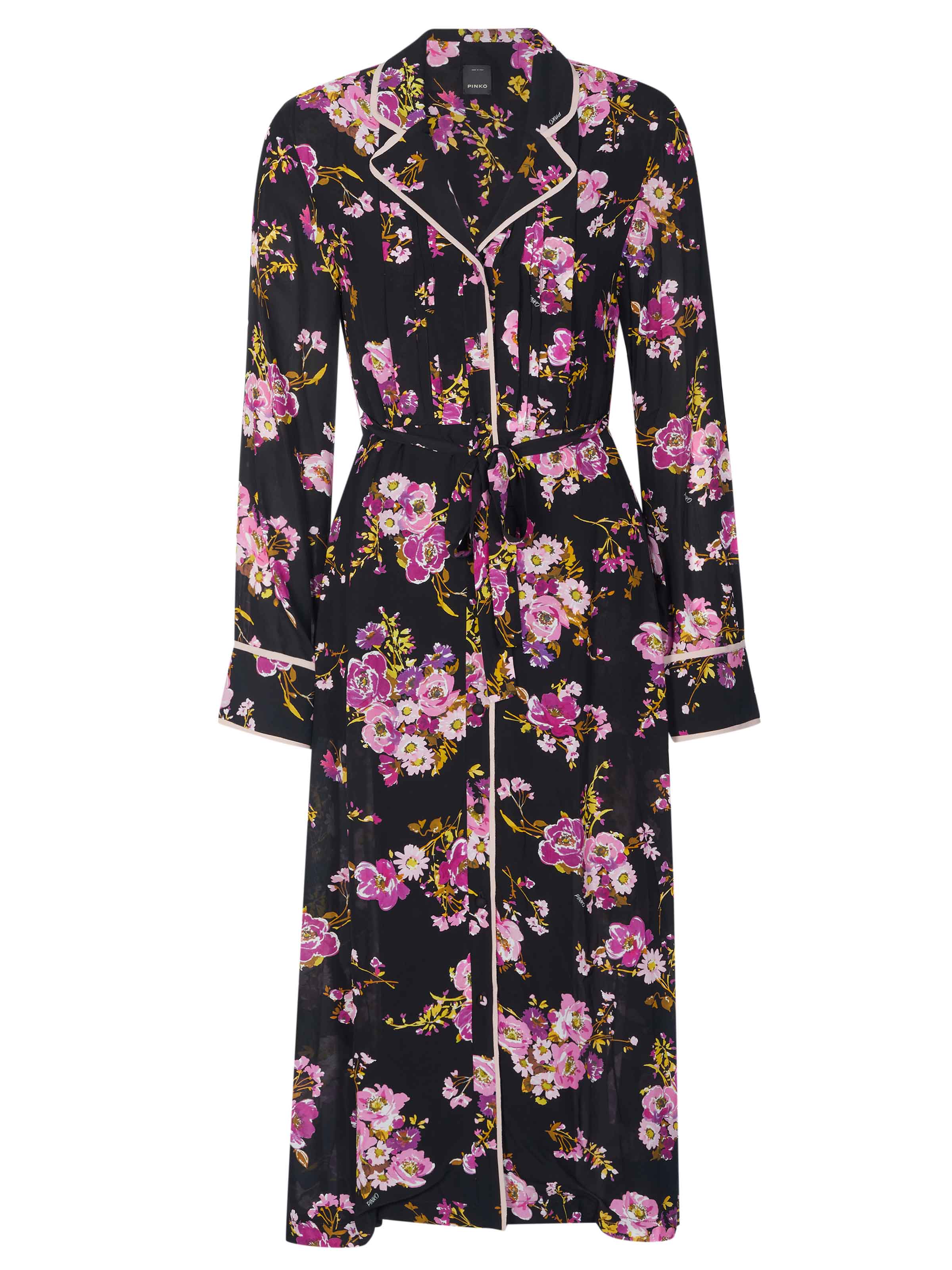 pinko flower dress Long dress with fringing and Botanic Garden print
