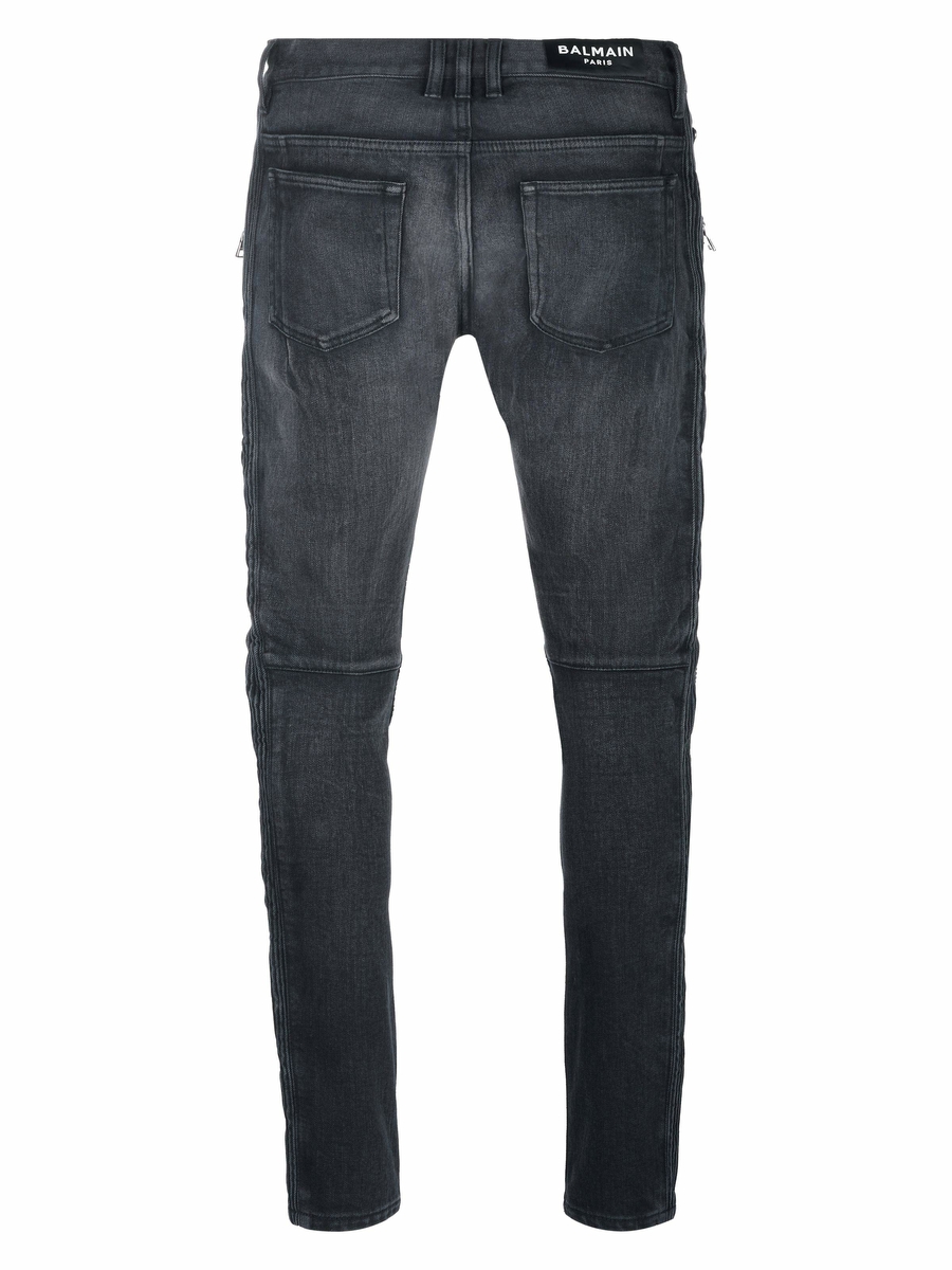 Balmain Jeans With Quilted And Padded Inserts In Grey | ModeSens