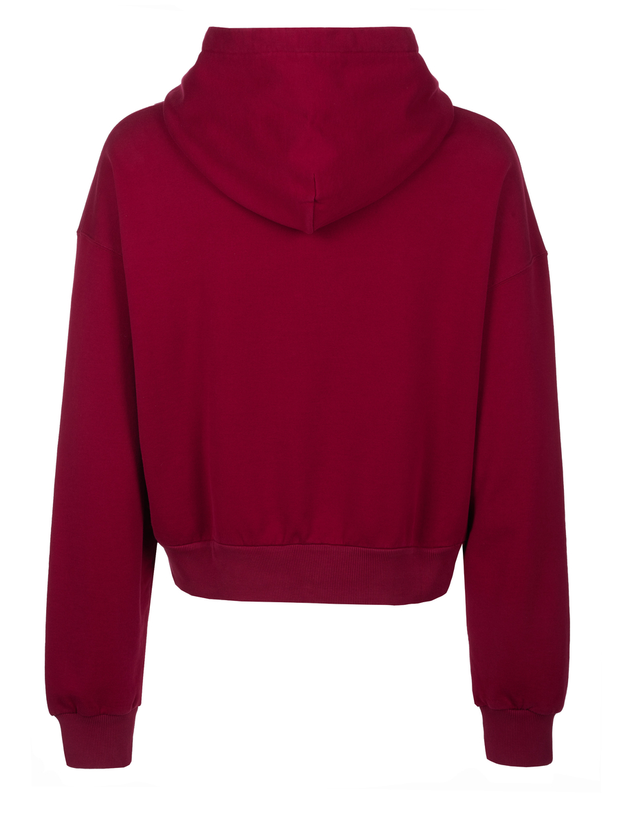DOLCE&GABBANA クイーンロゴ深紅スウェットパーカー Cotton jersey hoodie with embroidery in Bordeaux for Men